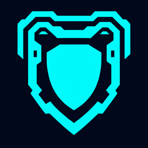 Icono de escudo futurista.
In-Game asset.  2d.  High contrast.  No shadows