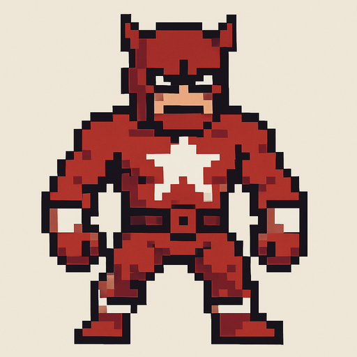 pixel art 
red gurdian.
In-Game asset.  2d.  High contrast.  No shadows