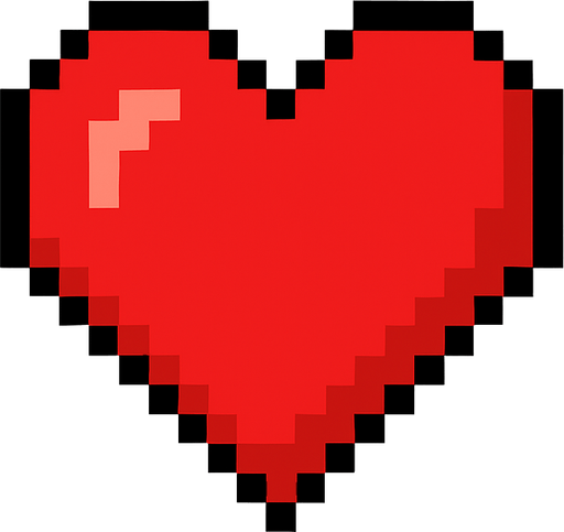 pixel heart.
In-Game asset.  2d.  High contrast.  No shadows