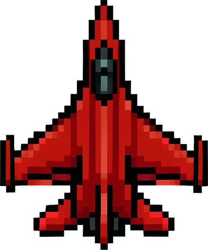 kırmızı 2d pixel simetrik uçak
In-Game asset.  2d.  High contrast.  No shadows
