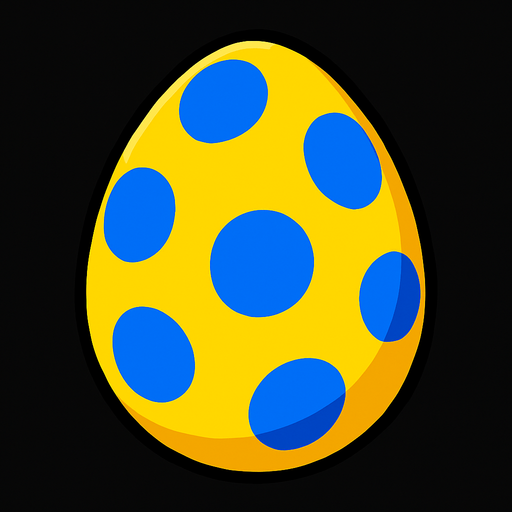 A yellow egg With Blue dots.
In-Game asset.  2d.  High contrast.  No shadows