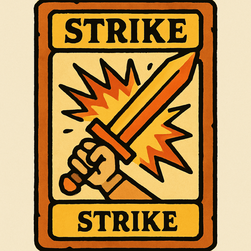 dungeon card game, Strike card.
In-Game asset.  2d.  High contrast.  No shadows