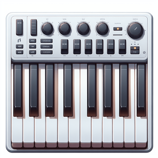 music keyboard.
Single Game Texture.  In-Game asset.  2d.  Blank background.  High contrast.  No shadows