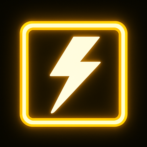 white lightning but in a yellow neon frame.
In-Game asset.  2d.  High contrast.  No shadows