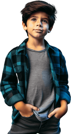 Boy standing in front cartoon soccer uniform