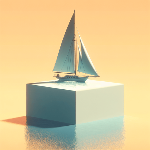 A modern dream of a sailing boat. game illustration..
Single Game Texture. In-Game asset. 2d. Blank background. High contrast. No shadows.