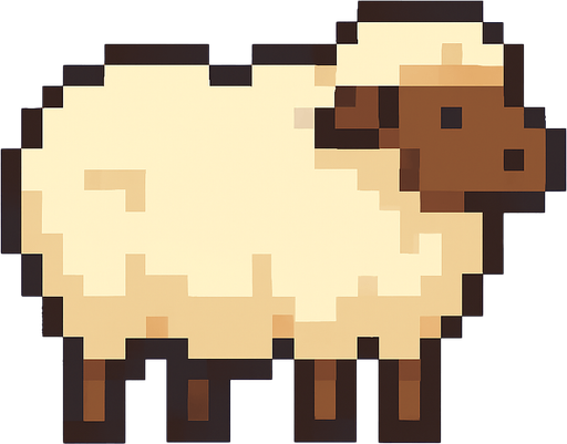 Koyun pixel.
In-Game asset.  2d.  High contrast.  No shadows