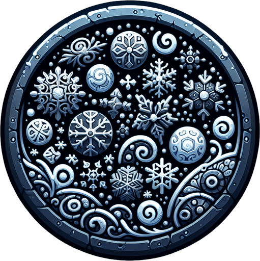 A winter themed button, with no text Single Game Texture. In-Game asset. 2d. Blank background. High contrast. No shadows.