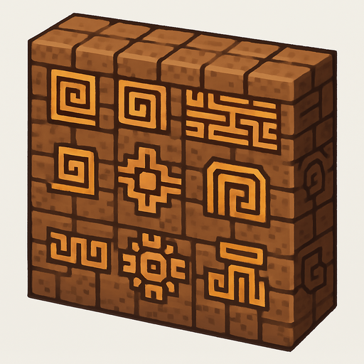 Generame un muro pixelar de tierra isometrico con aptornes aztecas.
In-Game asset.  2d.  High contrast.  No shadows