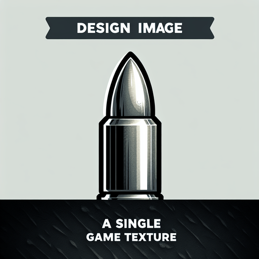 big silver bullet.
Single Game Texture. In-Game asset. 2d. Blank background. High contrast. No shadows.