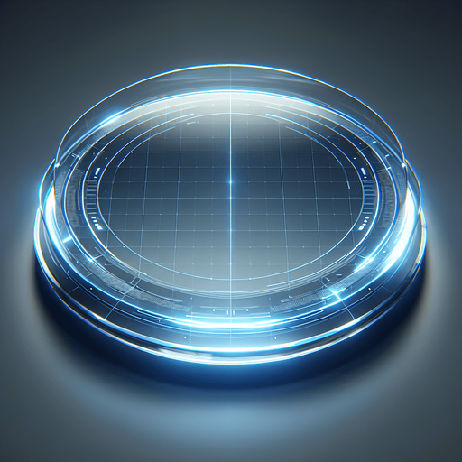 A 2D holographic UI board, viewed from the front, designed like a futuristic speech bubble. It has a flat, semi-transparent surface with a soft blue glow around its edges. The design is minimal and clean, incorporating a subtle holographic effect with smooth light accents, making it ideal for displaying text in a sleek, high-tech style.
Single Game Texture. In-Game asset. 2d. Blank background. High contrast. No shadows.
