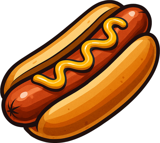 A realistic hotdog.
In-Game asset.  2d.  High contrast.  No shadows