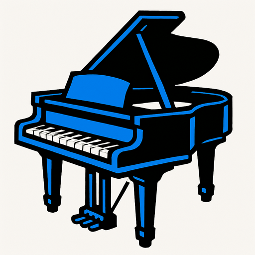 Grand piano.
In-Game asset.  2d.  High contrast.  No shadows