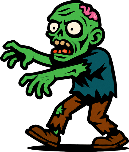 A zombie.
In-Game asset.  2d.  High contrast.  No shadows