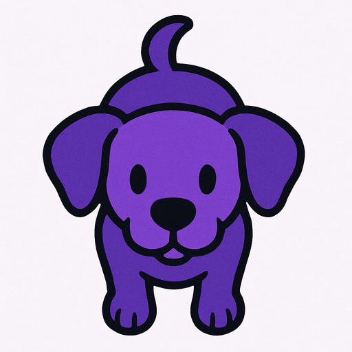 purple dog top view.
In-Game asset.  2d.  High contrast.  No shadows