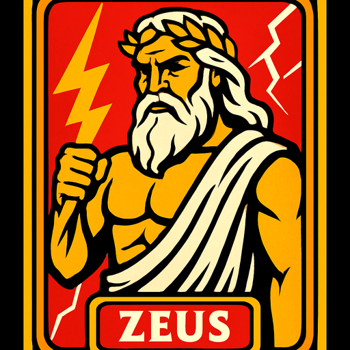 zeus card.
In-Game asset.  2d.  High contrast.  No shadows