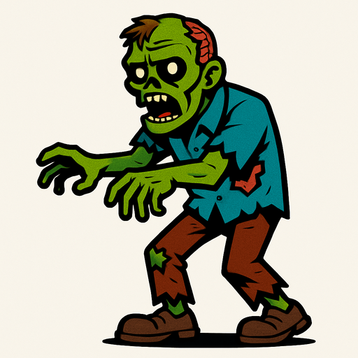 Un zombie.
In-Game asset.  2d.  High contrast.  No shadows