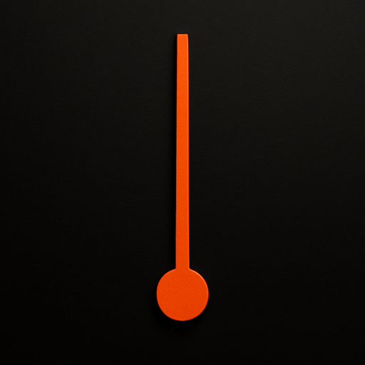 Photorealistic speedometer's orange hourhand, only just the hourhand with black bath. The hourhand shape is a line. front view