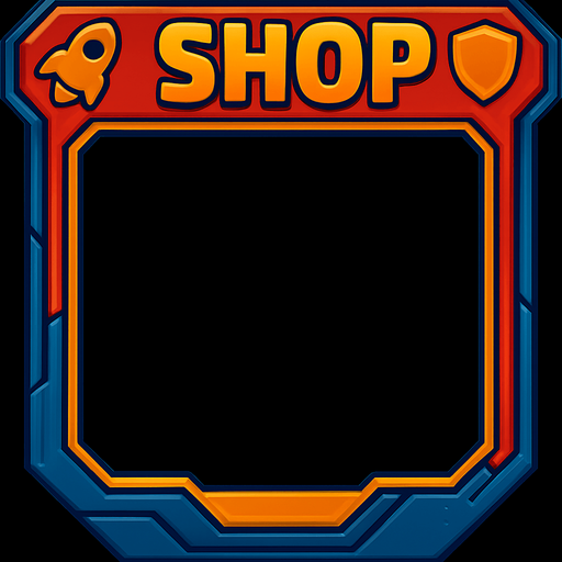 сделать точно такуюже рамку но надпись заменить на shop. звезду заменить на ракету, а стрелку на щит