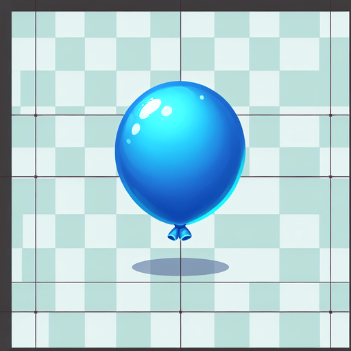 mavi balon.
Single Game Texture.  In-Game asset.  2d.  Blank background.  High contrast.  No shadows