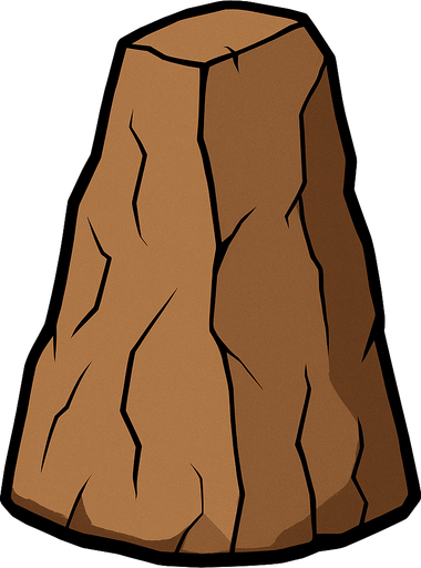 tall rock, brown, very solid, really thick black outline