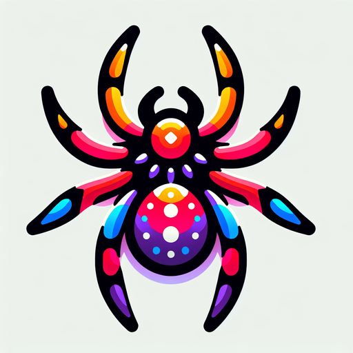 colored spider.
Single Game Texture.  In-Game asset.  2d.  Blank background.  High contrast.  No shadows