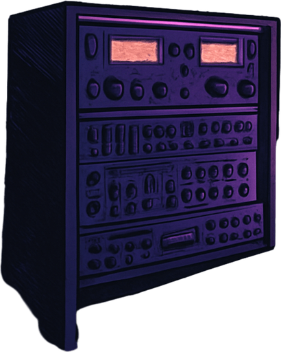 A 2048x2732 vertical background illustration in a semi-realistic comic book style. The scene shows a quiet corner of the same small urban apartment, viewed from a different angle than the main menu. This part of the room features a vintage sound mixing rack, ambient LED lights softly glowing in purple and blue tones, and a corkboard on the wall filled with pinned notes, small polaroid photos, and scribbled music ideas. An open sketchbook with waveform doodles lies on a side table, and worn-out headphones rest beside it. A faint rain still falls outside the partially visible window, casting reflections on the floor. The overall mood remains lo-fi, introspective, and musically charged. No characters, no text — just a lived-in, creative space for the settings menu backdrop..
In-Game asset.  2d.  High contrast.  No shadows