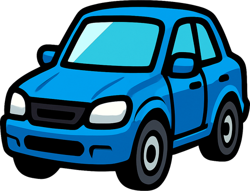 Blue car.
In-Game asset.  2d.  High contrast.  No shadows