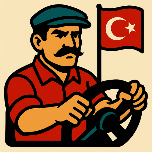 türk milliyetçisi  şöför.
In-Game asset.  2d.  High contrast.  No shadows