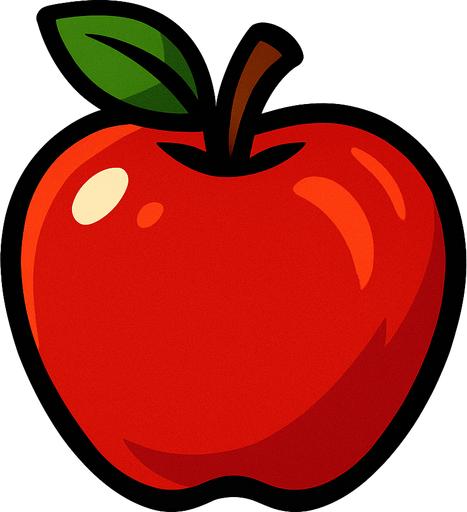 red apple.
In-Game asset.  2d.  High contrast.  No shadows