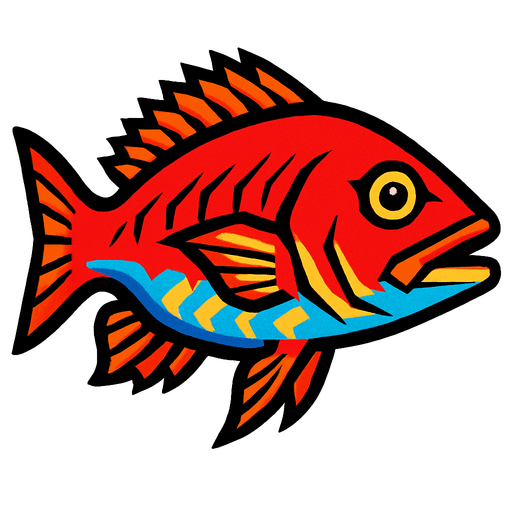 A snapper. 80s arcade machine graphics. 
Swimming Side profile. White background. 
In-Game asset.  2d.  High contrast.  No shadows