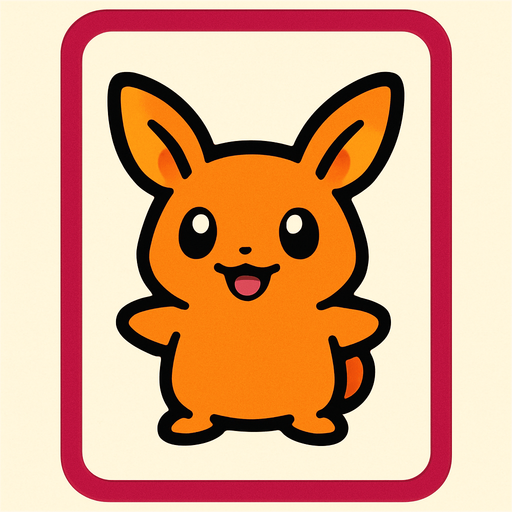 Create an image for a memory game's card's front with an icon of a cute pocket creature.
In-Game asset.  2d.  High contrast.  No shadows