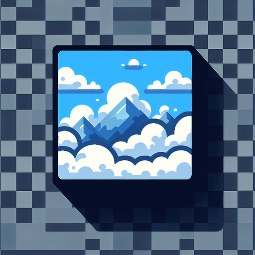 Blue sky with white colour cloud.
Single Game Texture. In-Game asset. 2d. Blank background. High contrast. No shadows.