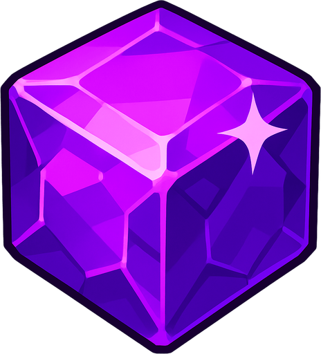 Purple gem cube.
In-Game asset.  2d.  High contrast.  No shadows