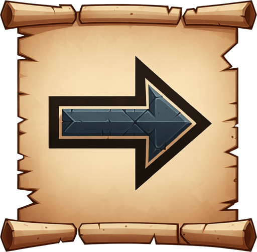 Un papel medieval con una enorme flecha hacia la izquierda de pintura en medio.
Single Game Texture.  In-Game asset. 2d.  Blank background.  High contrast.  No shadows