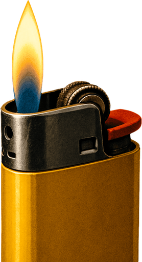 Mechero encendido, algo realista.
In-Game asset.  2d.  High contrast.  No shadows