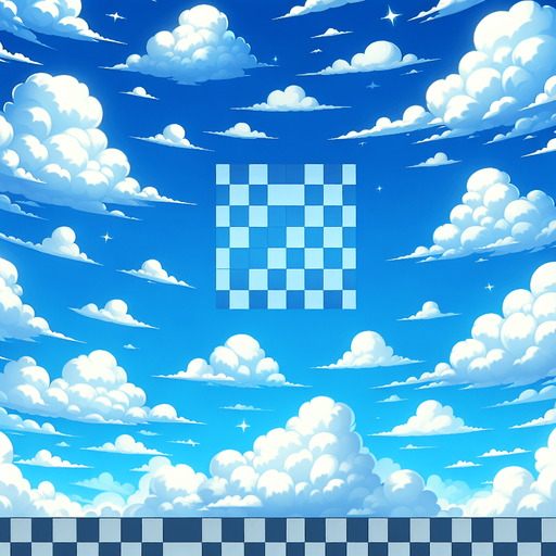Blue sky with white colour cloud.
Single Game Texture. In-Game asset. 2d. Blank background. High contrast. No shadows.