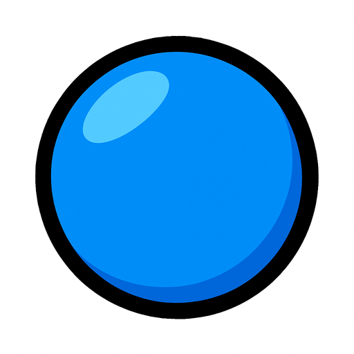 blue ball.
In-Game asset.  2d.  High contrast.  No shadows
