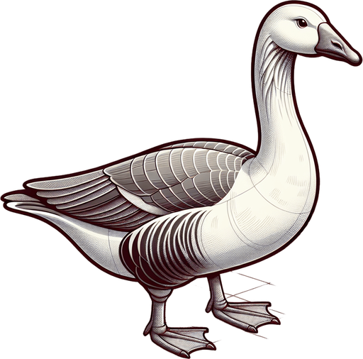 a goose.
Single Game Texture. In-Game asset. 2d. Blank background. High contrast. No shadows.