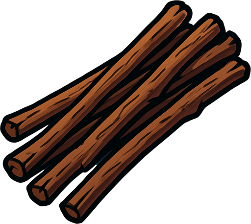sticks.
In-Game asset.  2d.  High contrast.  No shadows