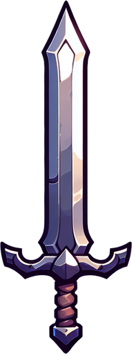Sword.
Single Game Texture.  In-Game asset.  2d.  Blank background.  High contrast.  No shadows. 2d