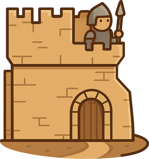 2d tower that spawns soldiers. No background. Transparent background. Blank background. No shadows. 2d. In-Game asset. flat