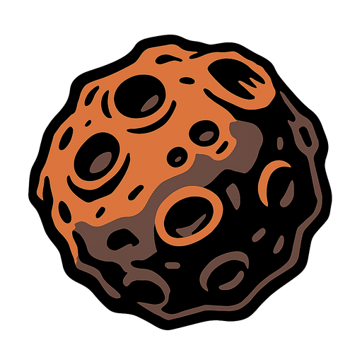 asteroid.
In-Game asset.  2d.  High contrast.  No shadows