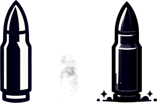 bullet'.
Single Game Texture.  In-Game asset.  2d.  Blank background.  High contrast.  No shadows