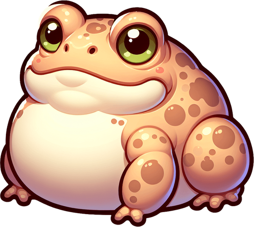 cartoon cute fat toad
Single Game Texture. In-Game asset. 2d. Blank background. High contrast. No shadows.
