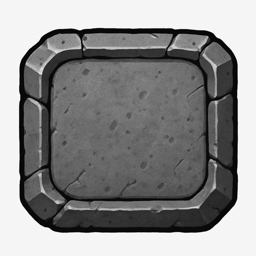 stone button, gray.
In-Game asset.  2d.  High contrast.  No shadows