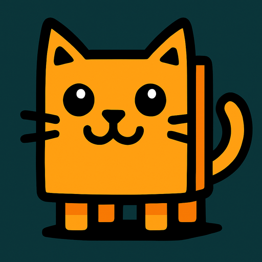 Square cat.
In-Game asset.  2d.  High contrast.  No shadows