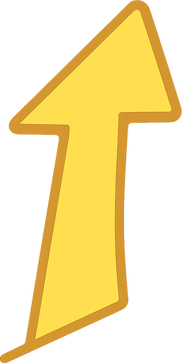 yellow arrow. No background. Transparent background. Blank background. No shadows. 2d. In-Game asset. flat