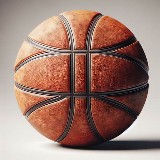 A Basketball.
Single Game Texture.  In-Game asset.  2d.  Blank background.  High contrast.  No shadows