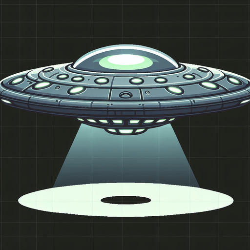 A ufo.
Single Game Texture.  In-Game asset.  2d.  Blank background.  High contrast.  No shadows